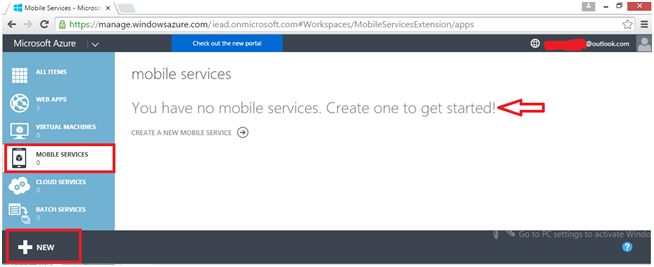 creating a Mobile Service